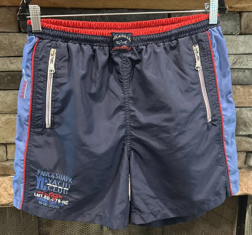 Men’s PAUL & SHARK Yachting Blue Swim Trunks W/ Liner Size M *A12
